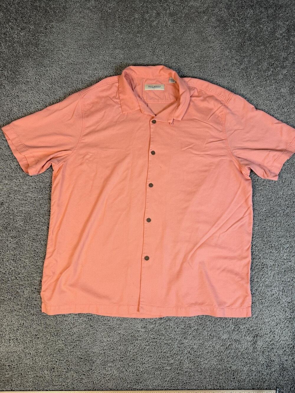 Tommy Bahama Shirt Mens 3XL Pink Hawaiian Button Up Silk Rayon Relaxedl